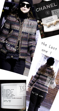 CHANEL 15PF Beige Green Black Multi Tweed Jacket 38 シャネル ベージュ グリーン ブラック マルチカラー ツイード ジャケット 即発