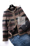 CHANEL 15PF Beige Green Black Multi Tweed Jacket 38 シャネル ベージュ グリーン ブラック マルチカラー ツイード ジャケット 即発