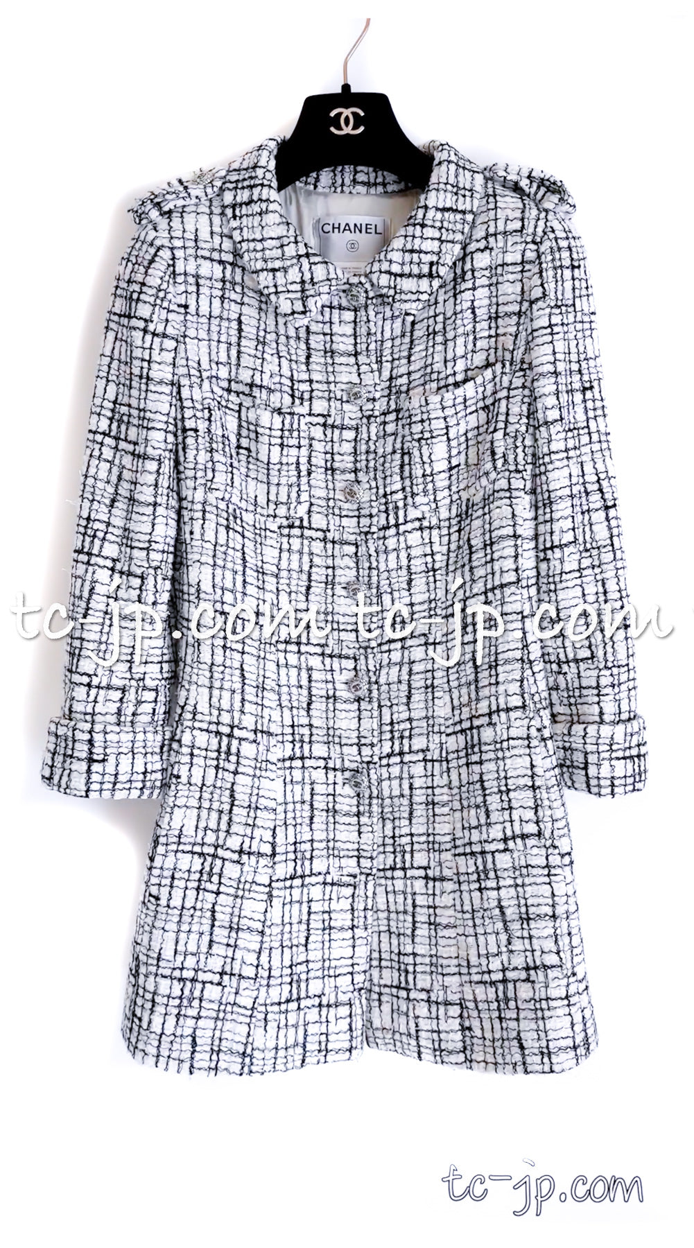 CHANEL 06C White Black Cotton Jacket Coat Lindsay Lohan 38 シャネル ホワイト ブラック コットン ジャケット コート 即発