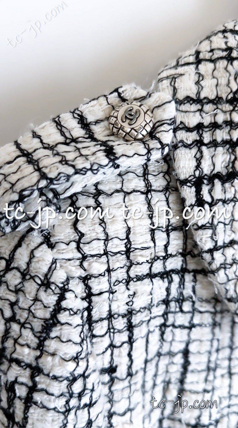 シャネル ジャケット コート CHANEL ホワイト ブラック コットン 06C