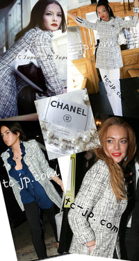 CHANEL 06C White Black Cotton Jacket Coat Lindsay Lohan 38 シャネル ホワイト ブラック コットン ジャケット コート 即発