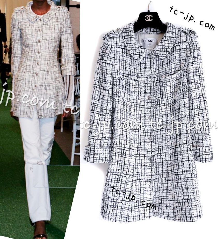 シャネル ジャケット コート CHANEL ホワイト ブラック コットン 06C