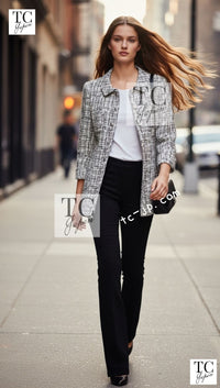 CHANEL 06C White Black Cotton Jacket Coat Lindsay Lohan 38 シャネル ホワイト ブラック コットン ジャケット コート 即発