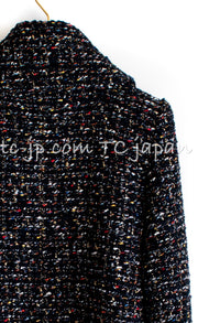 CHANEL 15A Black Multicolor Cotton Zipper Fantasy Tweed Jacket 40 シャネル ブラック マルチカラー コットン ジッパー ファンタジー ツイード ジャケット 即発
