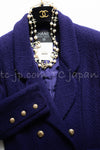 CHANEL 91A Vintage Dark Purple Wool Tweed Double Jacket Coat 34 36 シャネル ヴィンテージ レッド ウール ツイード ダブル ジャケット コート 即発