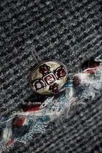 CHANEL 13PF Edinburgh Gray Trim Wool Tweed Jacket 34 シャネル グレー トリミング ウール 100% ツイード ジャケット 即発