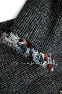 CHANEL 13PF Edinburgh Gray Trim Wool Tweed Jacket 34 シャネル グレー トリミング ウール 100% ツイード ジャケット 即発