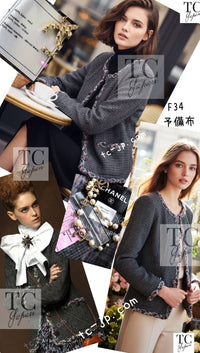 CHANEL 13PF Edinburgh Gray Trim Wool Tweed Jacket 34 シャネル グレー トリミング ウール 100% ツイード ジャケット 即発