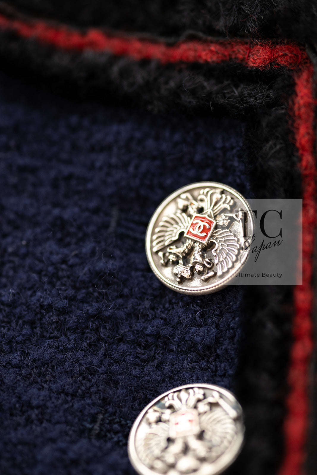 シャネル ジャケット CHANEL ネイビー ブラック レッド トリム