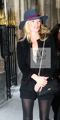 CHANEL 09PF Black Red Trim Moscow Wool Tweed Jacket 34 40 42 シャネル ブラック レッド トリム ロマノフ ウール ツイード ジャケット 即発