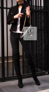 CHANEL 09PF Black Red Trim Moscow Wool Tweed Jacket 34 40 42 シャネル ブラック レッド トリム ロマノフ ウール ツイード ジャケット 即発