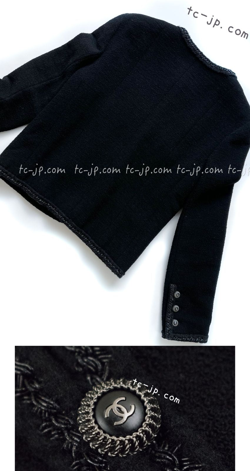 CHANEL 08A Little Black Jacket Tweed Wool 36 シャネル リトル ブラック ジャケット ツイード ウール 即発