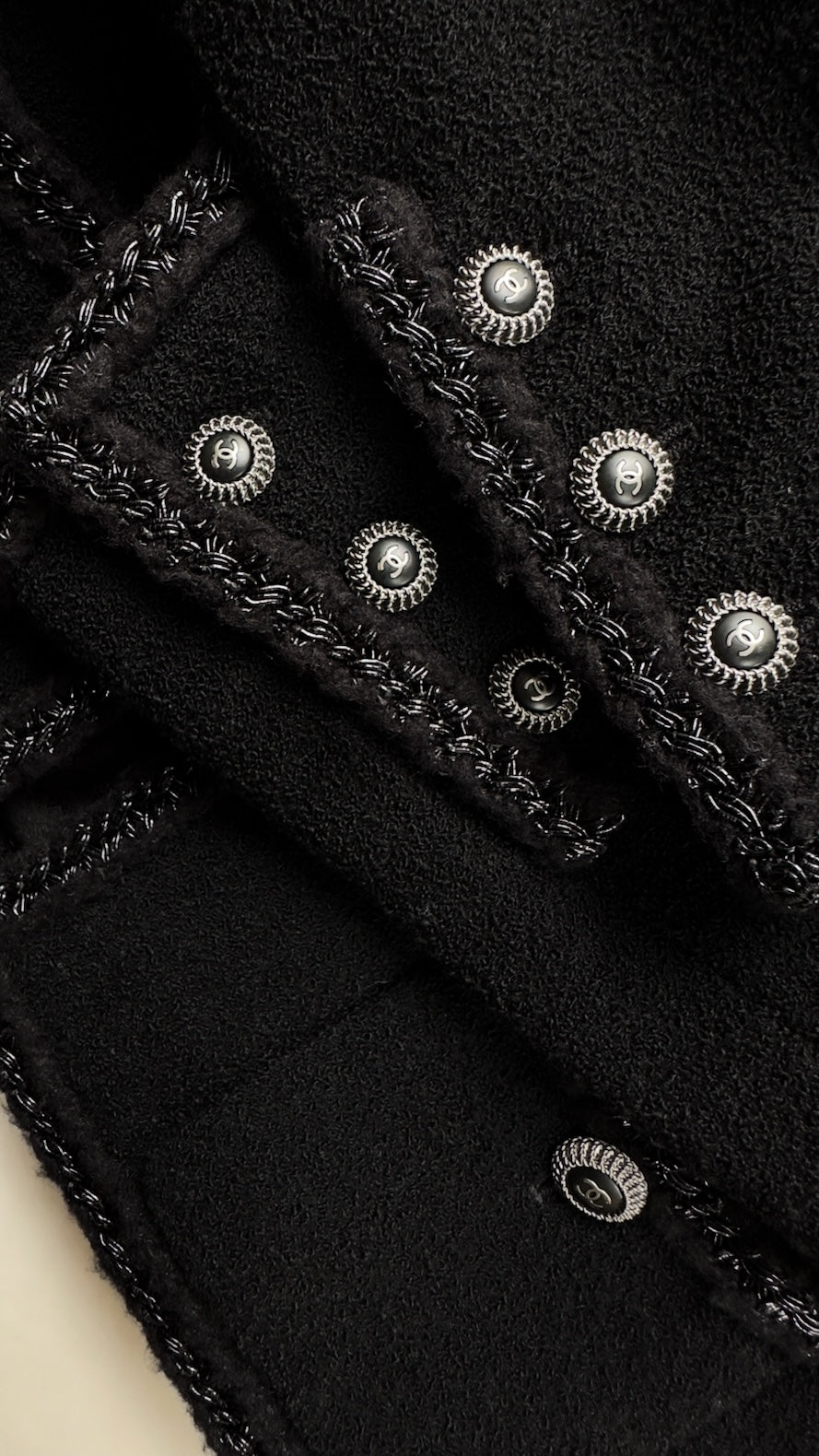 CHANEL 08A Little Black Jacket Tweed Wool 36 シャネル リトル ブラック ジャケット ツイード ウール 即発