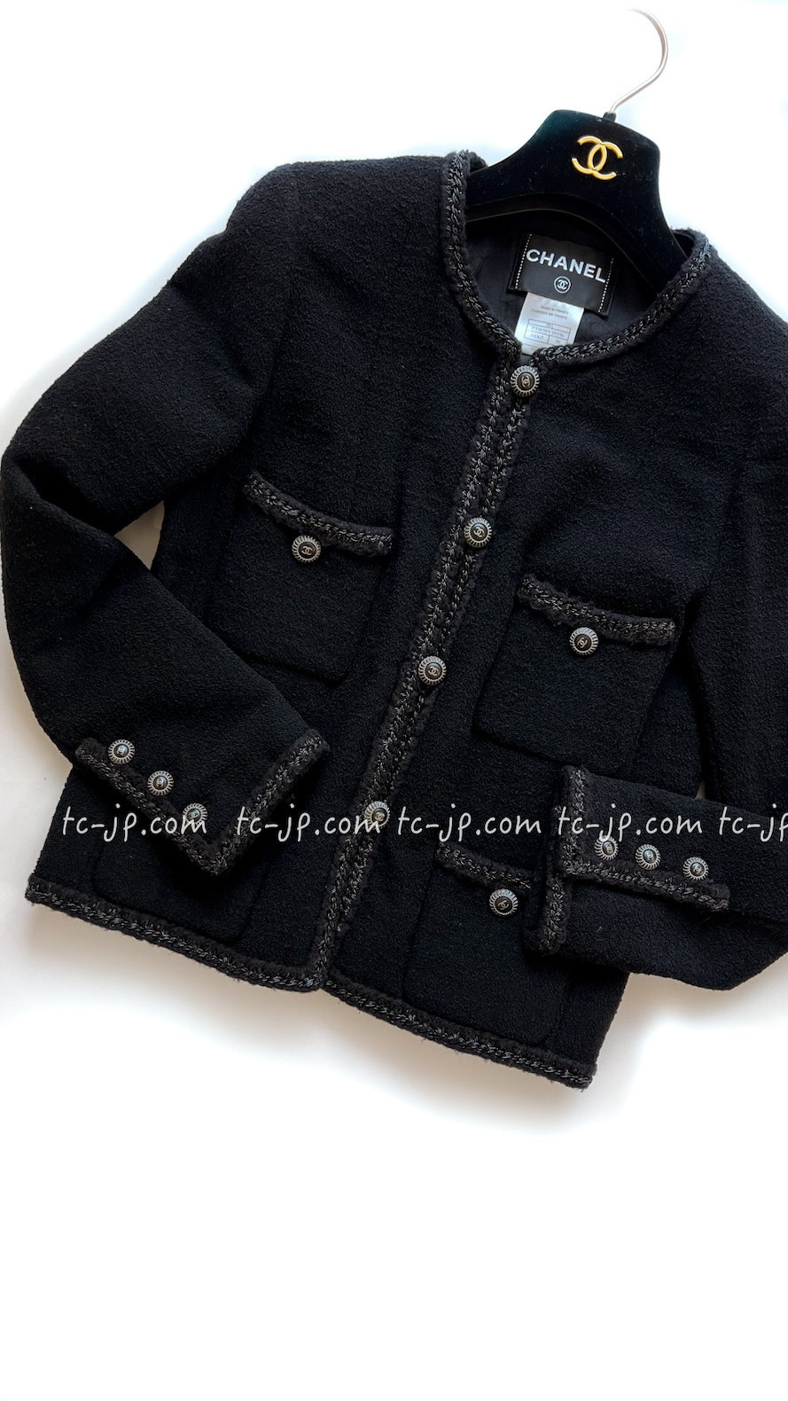 CHANEL 08A Little Black Jacket Tweed Wool 36 シャネル リトル ブラック ジャケット ツイード ウール 即発