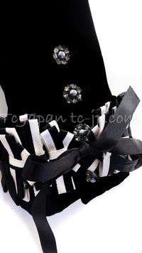 CHANEL 08PF Black Velvet Ribbon Jacket Metiers d'Art 34 シャネル ブラック ベルベット 職人技の結集 リボン細工 メティエダール ジャケット 即発