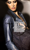 CHANEL 06S Grey Navy Calf Leather Jacket 38 シャネル グレーネイビー カーフレザー ジャケット 即発