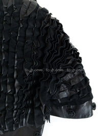 CHANEL 08S Black Cropped Leather Jacket 34 36 シャネル ブラック クロップド レザー ジャケット 即発