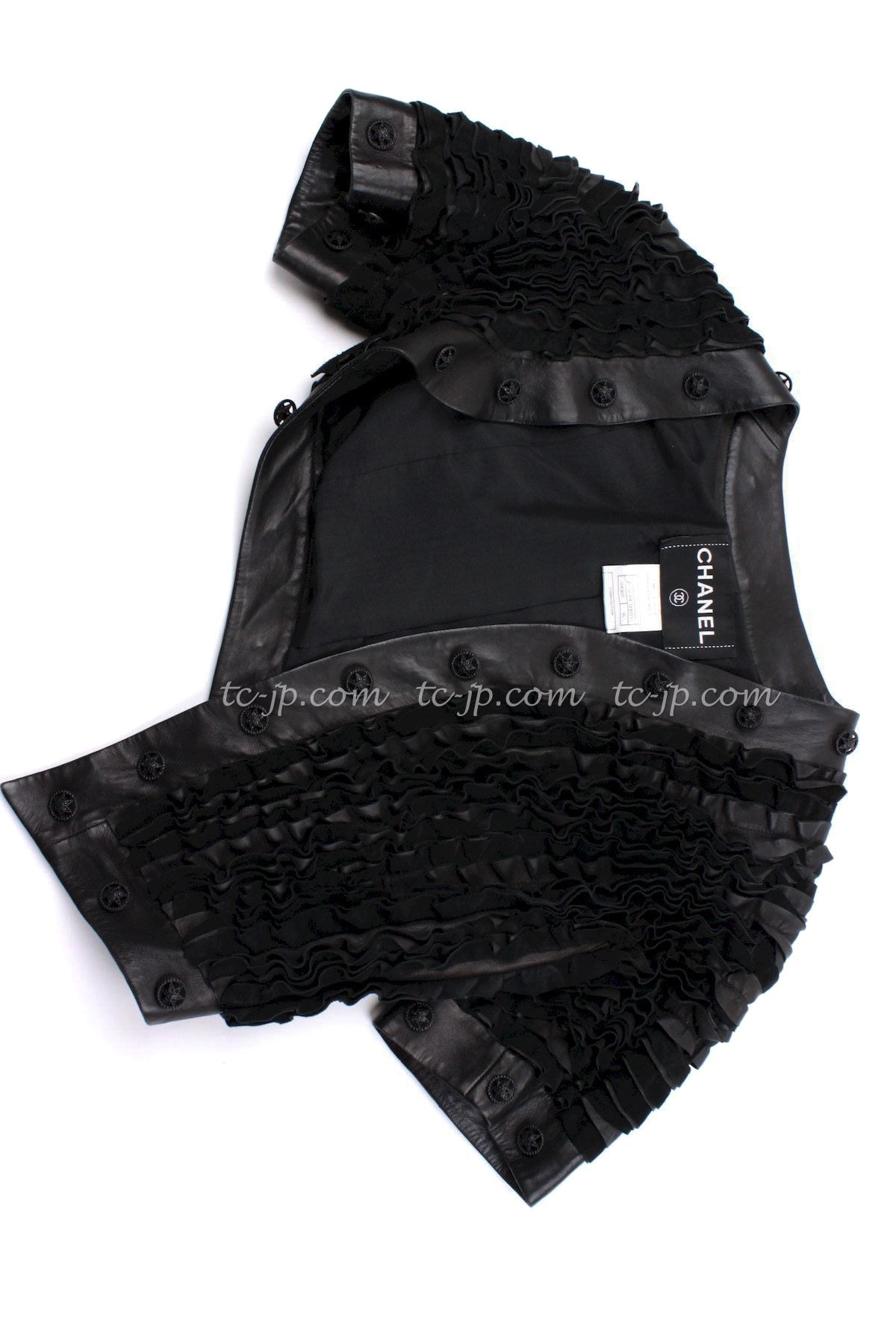 CHANEL 08S Black Cropped Leather Jacket 34 36 シャネル ブラック クロップド レザー ジャケット 即発