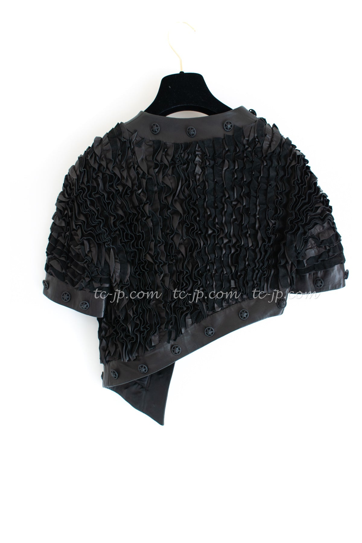 CHANEL 08S Black Cropped Leather Jacket 34 36 シャネル ブラック クロップド レザー ジャケット 即発