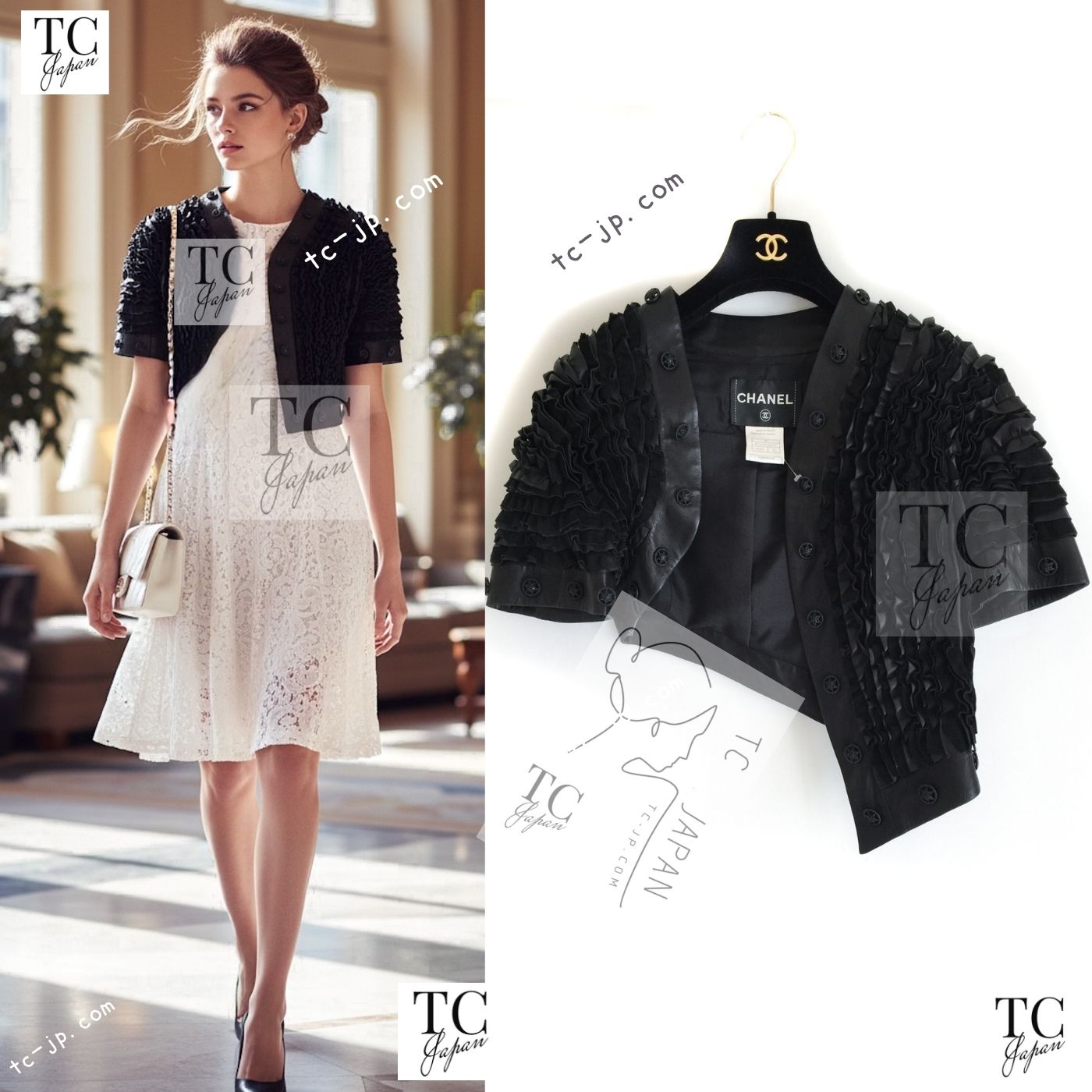 CHANEL 08S Black Cropped Leather Jacket 34 36 シャネル ブラック クロップド レザー ジャケット 即発