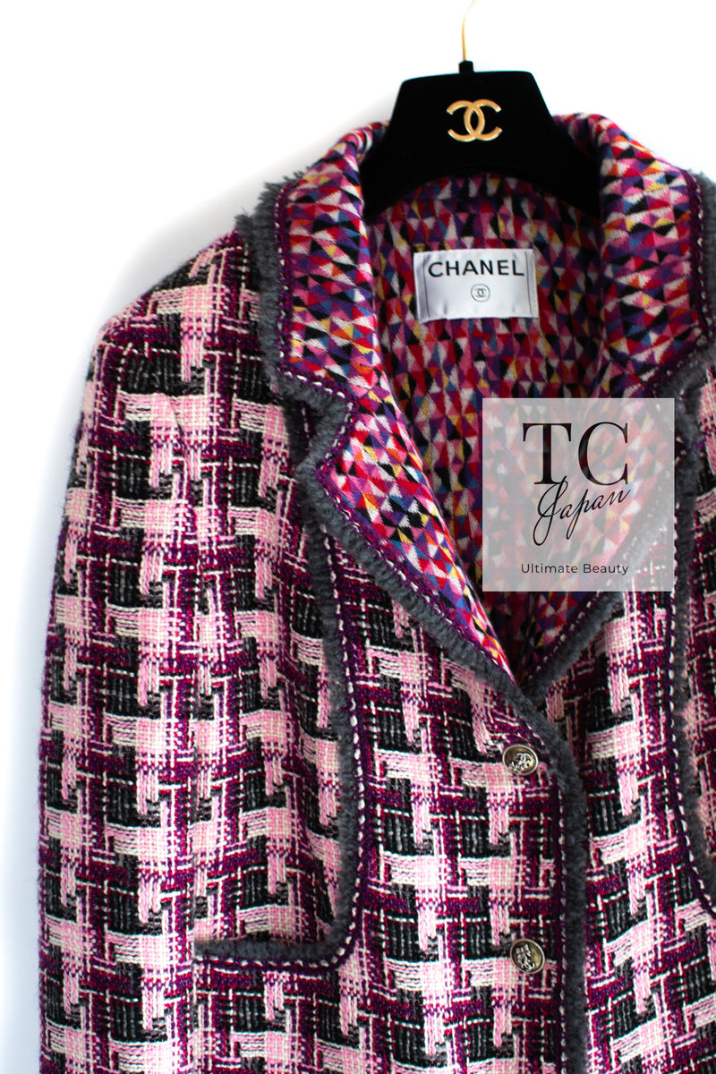 CHANEL 04A Purple Multicolor Mix Tweed Jacket 36 38 46 シャネル パープル マルチカラー ミックス ポップ ツイード ジャケット 即発