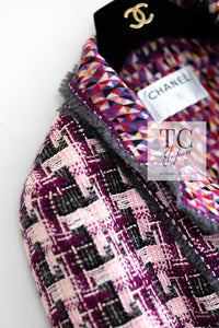 CHANEL 04A Purple Multicolor Mix Tweed Jacket 36 38 46 シャネル パープル マルチカラー ミックス ポップ ツイード ジャケット 即発