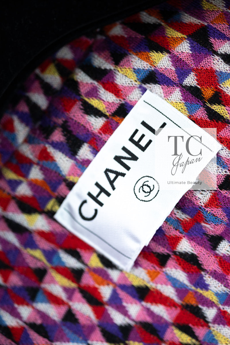 CHANEL 04A Purple Multicolor Mix Tweed Jacket 36 38 46 シャネル パープル マルチカラー ミックス ポップ ツイード ジャケット 即発