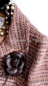 CHANEL 03S Brown Pink Linen Cotton Tweed Jacket 38 シャネル ブラウン ピンク コットン ツイード ジャケット 即発