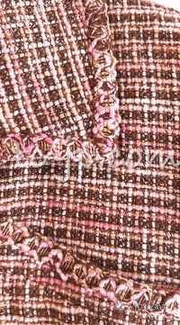 CHANEL 03S Brown Pink Linen Cotton Tweed Jacket 38 シャネル ブラウン ピンク コットン ツイード ジャケット 即発