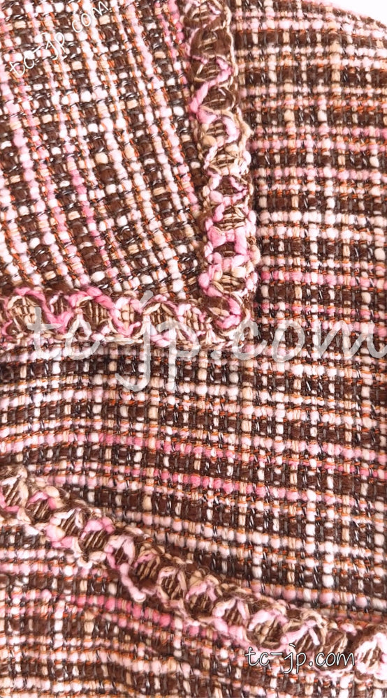 CHANEL 03S Brown Pink Linen Cotton Tweed Jacket 38 シャネル ブラウン ピンク コットン ツイード ジャケット 即発