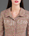 CHANEL 03S Brown Pink Linen Cotton Tweed Jacket 38 シャネル ブラウン ピンク コットン ツイード ジャケット 即発