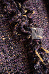 CHANEL 03A Purple Mixed Wool Mohair Fringe Tweed Jacket 38 シャネル パープル ミックス ウール モヘア フリンジ ツイード ジャケット 即発