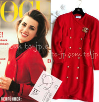CHANEL 91A Vintage Red Wool Tweed Jacket Coat 38 シャネル ヴィンテージ レッド ウール ジャケット コート 即発
