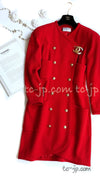 CHANEL 91A Vintage Red Wool Tweed Jacket Coat 38 シャネル ヴィンテージ レッド ウール ジャケット コート 即発