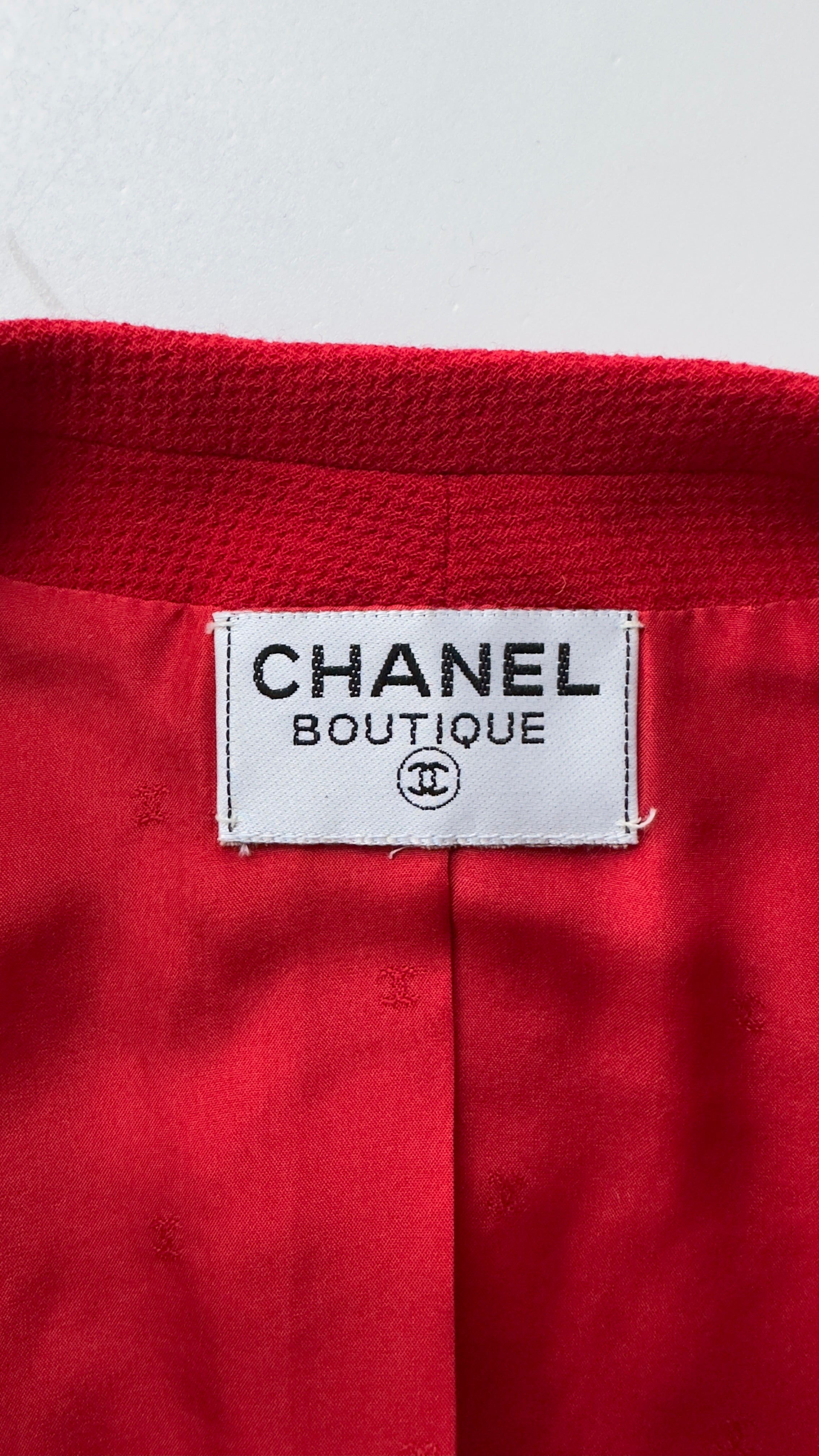 CHANEL 91A Vintage Red Wool Tweed Jacket Coat 38 シャネル ヴィンテージ レッド ウール ジャケット コート 即発