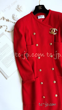 CHANEL 91A Vintage Red Wool Tweed Jacket Coat 38 シャネル ヴィンテージ レッド ウール ジャケット コート 即発