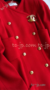 CHANEL 91A Vintage Red Wool Tweed Jacket Coat 38 シャネル ヴィンテージ レッド ウール ジャケット コート 即発