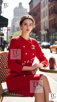 CHANEL 91A Vintage Red Wool Tweed Jacket Coat 38 シャネル ヴィンテージ レッド ウール ジャケット コート 即発