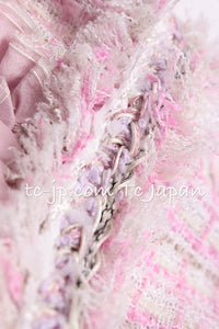 CHANEL 13C Pale Pink Stand Color Tweed Jacket 34 シャネル ペール ピンク スタンドカラー ジャケット 即発