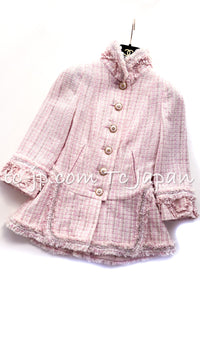 CHANEL 13C Pale Pink Stand Color Tweed Jacket 34 シャネル ペール ピンク スタンドカラー ジャケット 即発