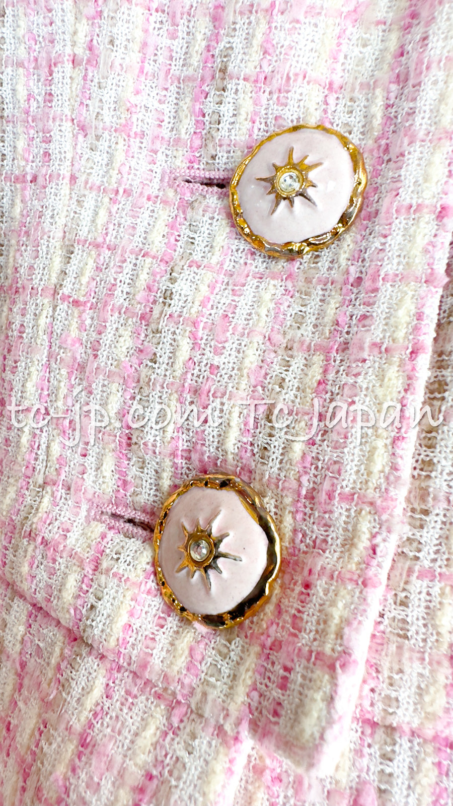 CHANEL 13C Pale Pink Stand Color Tweed Jacket 34 シャネル ペール ピンク スタンドカラー ジャケット 即発