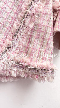 CHANEL 13C Pale Pink Stand Color Tweed Jacket 34 シャネル ペール ピンク スタンドカラー ジャケット 即発