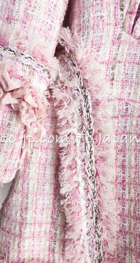 CHANEL 13C Pale Pink Stand Color Tweed Jacket 34 シャネル ペール ピンク スタンドカラー ジャケット 即発