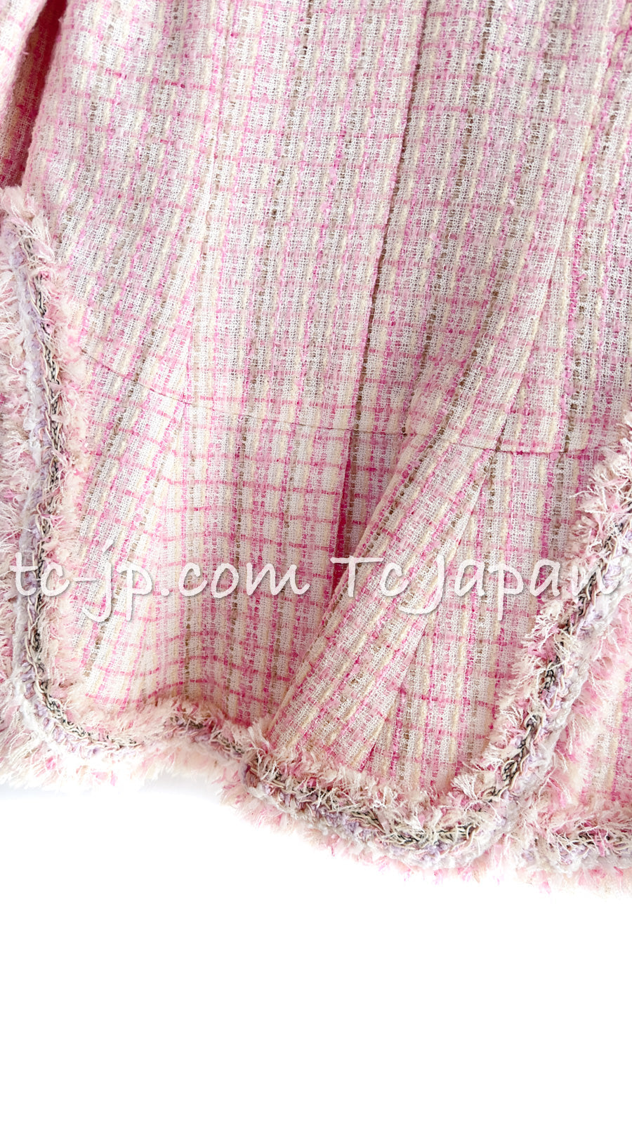 CHANEL 13C Pale Pink Stand Color Tweed Jacket 34 シャネル ペール ピンク スタンドカラー ジャケット 即発 - TC JAPAN