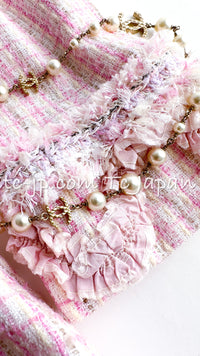 CHANEL 13C Pale Pink Stand Color Tweed Jacket 34 シャネル ペール ピンク スタンドカラー ジャケット 即発 - TC JAPAN