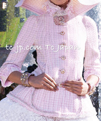 CHANEL 13C Pale Pink Stand Color Tweed Jacket 34 シャネル ペール ピンク スタンドカラー ジャケット 即発 - TC JAPAN
