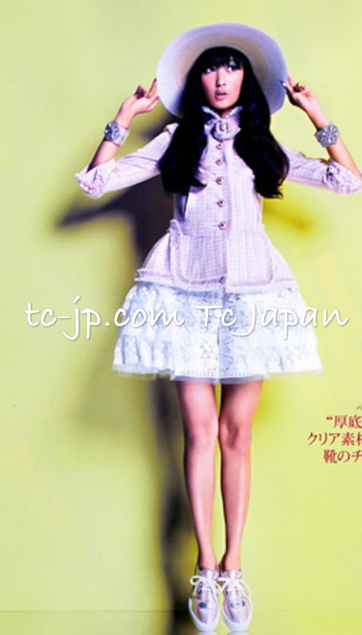 CHANEL 13C Pale Pink Stand Color Tweed Jacket 34 シャネル ペール ピンク スタンドカラー ジャケット 即発 - TC JAPAN