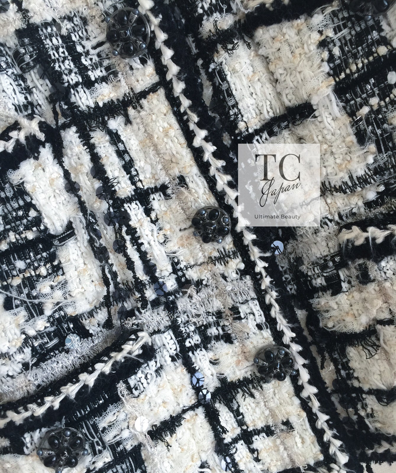 シャネル ジャケット CHANEL アイボリー ブラック グリポワ 宝石