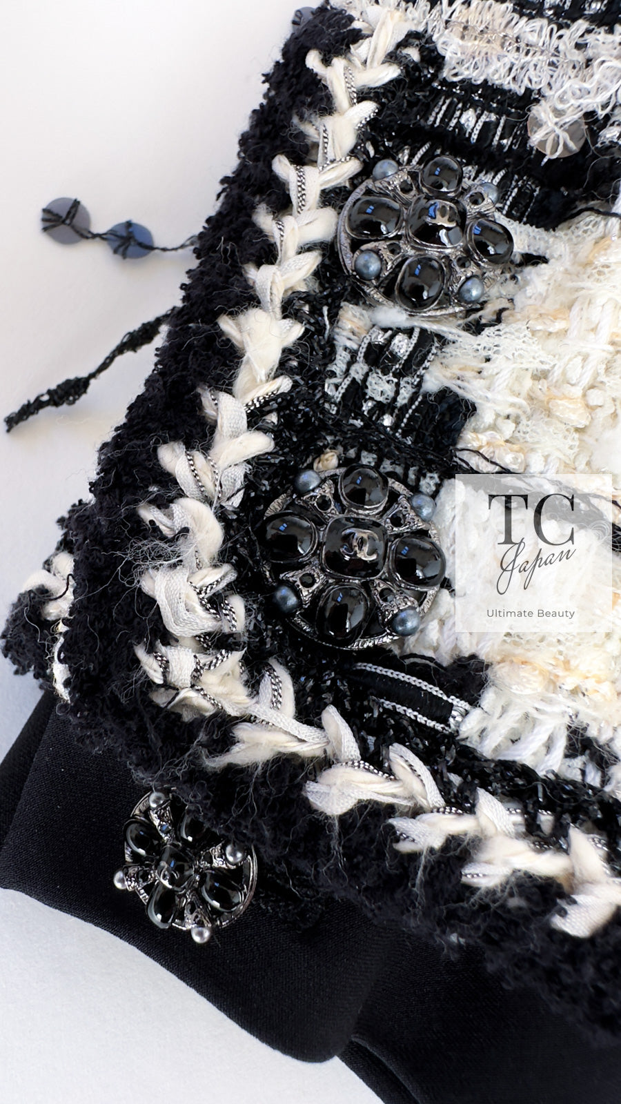 シャネル シャネル ジャケット CHANEL アイボリー ブラック グリポワ 宝石