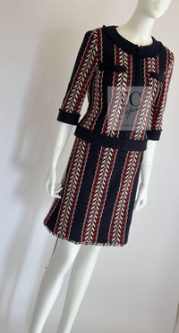 CHANEL 04A Red Navy Tricolor Zipper Tweed Jacket Skirt Suit 36 シャネル レッド ネイビー トリコロール ツイード ジャケット スカート スーツ 即発 - TC JAPAN